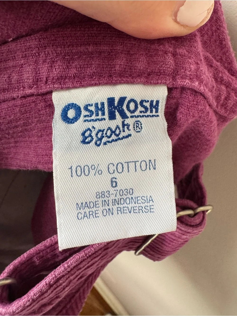 Vintage Y2K Osh Kosh B’Gosh Raspberry Corduroy Overalls‎ Size 6